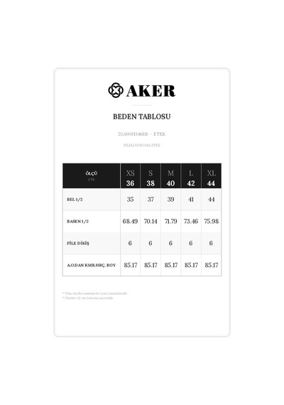 Aker Siyah Pileli Dokuma Etek Siyah Siyah