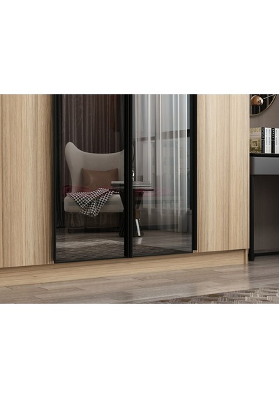 Nisa Plus 7 Kapaklı 4 Çekmece Dolap Dore Plus Dore Reflekte Cam Kahverengi