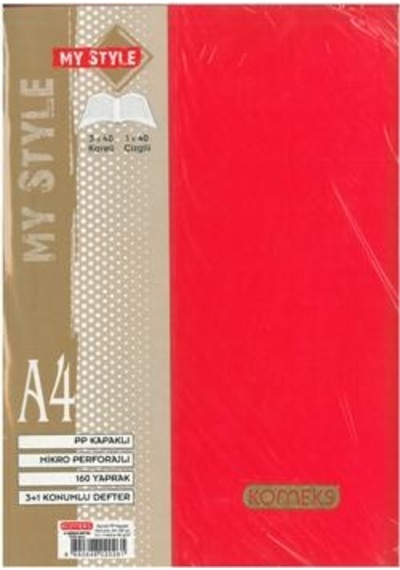 Komeks Spiralli Defter Plastik Kapak 3+1 Ayraçlı Kareli-Çizgili Yeşil