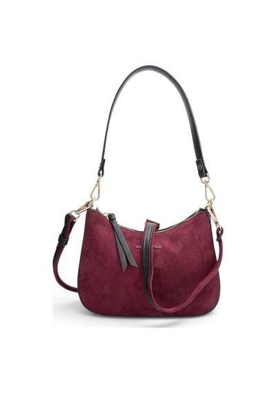 Silver & Polo Silver Polo Bordo - Siyah Süet Kadın Omuz Çantası Sp1259