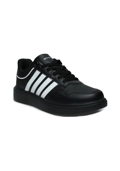 Best Of 2079-26 Cilt Deri Anatomik Erkek Sneaker Siyah Beyaz Siyah Siyah