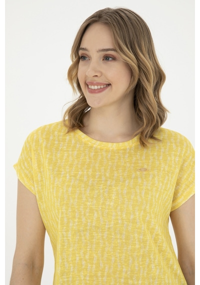 U.S. Polo Assn. Kadın Sarı Bisiklet Yaka Tişört 50281790-VR044