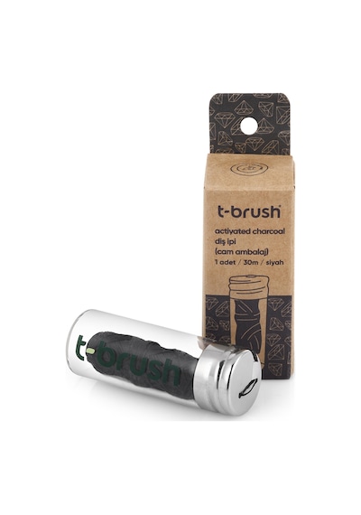 T-Brush Activated Charcoal Cam Şişe Diş İpi - 30 metre