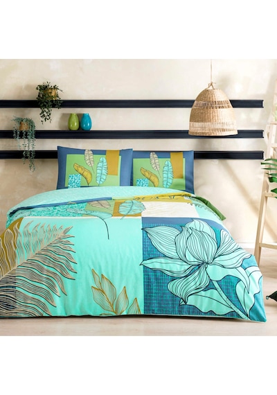 Taç Genç Modası Nevresim Takımı Monstera Mint Tek Kişilik