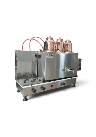 Safir 3 Gözlü İnoks Çay Kazanı Elektrikli Ve Doğalgazlı Termokulp Ventil Gaz Vanası Sistemli Ce Belgeli Gazmer Açılış Onaylı Inox Çay Ocağı Kazanı
