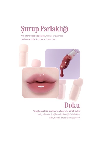 Pigmentli, Parlak Bitişli Dolgunlaştırıcı Lip Gloss Clıo Volumate Gloss 207 Hazy Dawn Mauve