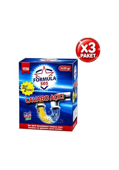 Lavabo Açıcı Toz 50grx3lü 3paket