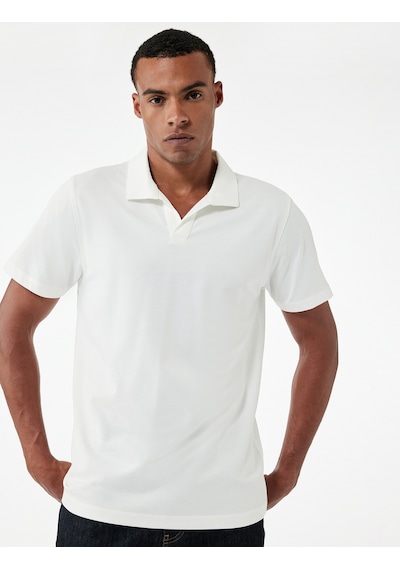 Koton Regular Fit Kısa Kollu Pike Kumaş Pamuklu Polo Yaka Tişört Ekru 6wam10027mk Ekru