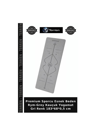 Premium Sporcu Esnek Beden Rym-grey Kauçuk Yogamat Gri Renk 183 68 0,5 Cm
