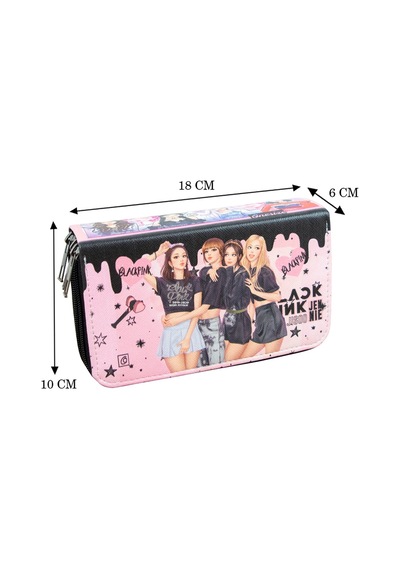 Kalem Kutusu Black Pink Blink Orginazer Vegan Deri Üç Bölmeli K