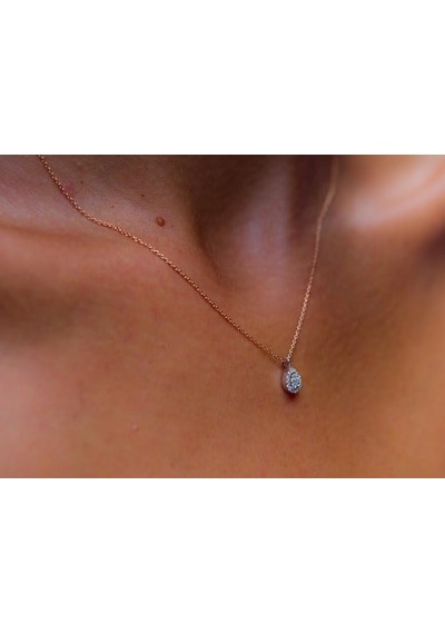 Reis Kuyumculuk T1465 Damla Pırlanta Pembe Altın - Rose Gold Altın Kolye