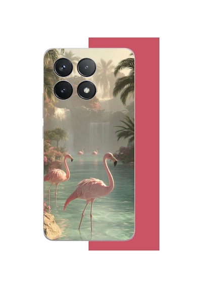 Poco F6 Pro Uyumlu Akarsudaki Flamingo Baskılı Silikon Kılıf Renkli