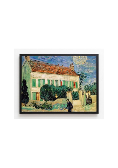 Van Gogh Geceleyin Beyaz Ev Çerçevesiz Poster 30x42 Cm A3 Tablo Duvar Dekoru Mat Fotoğraf Kağıdı