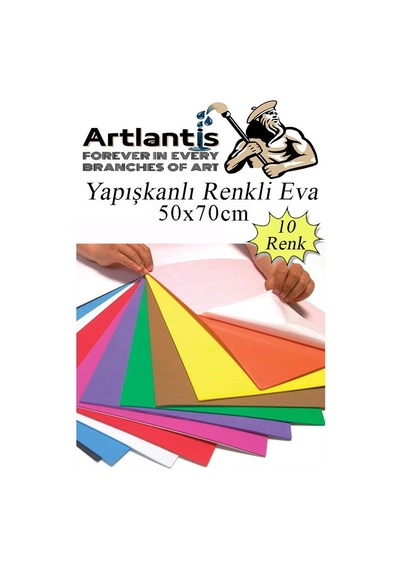 Yapışkanlı Eva 50x70 Cm 10 Renk 1 Paket Yapışkanlı Eva Süngeri 10'lu Okul Kreş Anasınıfı Elişi Etkinlikleri