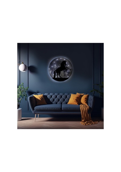 Kişiselleştirilebilir Led Işıklı Epoksi Katmanlı Tablo Lowell At Dolunay Gri - 738226087 Gri