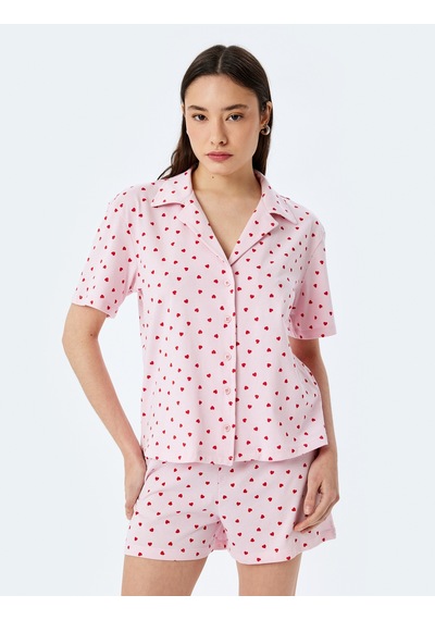 Koton Pamuklu Gömlek Yaka Kalpli Şortlu Pijama Takımı Pembe Desenli 5slk40050mk Pembe Desenli Pembe Koton Pamuklu Gömlek Yaka Kalpli Şortlu Pijama Takımı Pembe Desenli 5slk40050mk Pembe Desenli Pembe