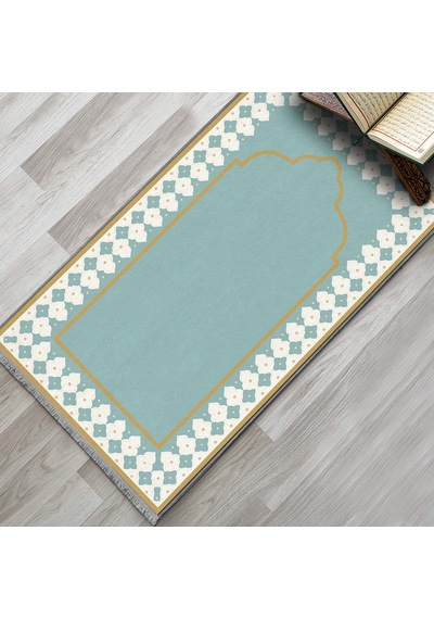 Evaşk Namazlık Dokuma Halı Kaymaz Muslumana Seccade80 x 130 Turkuaz EVASK802H80