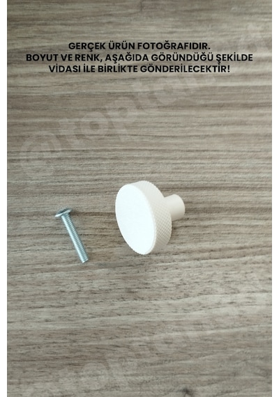 15 Adet - Açık Bej Kalın Düğme Kulp - Modern Ve Şık Dolap, Gardırop, Şifonyer, Komodin Ve Çekmece Kulpu Vida Dahil Sarı
