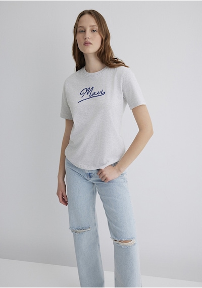 Mavi - Mavi Jeans Baskılı Gri Tişört 1612421-87033 Gri
