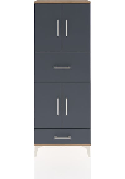 Arges Dolap 4 Raflı 2 Çekmeceli 4 Kapaklı 60x30x163 Çam-antrasit Atlas Çam