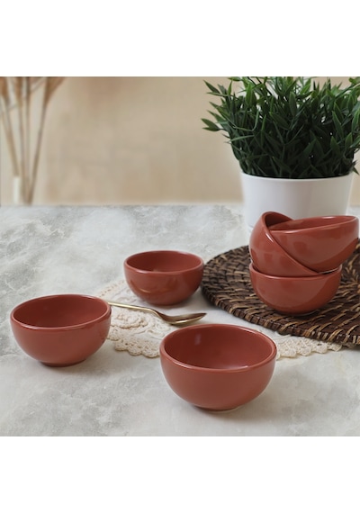 Keramika Kızıl Kahve Bulut Mini Çerezlik / Sosluk 8 Cm 6 Adet 607