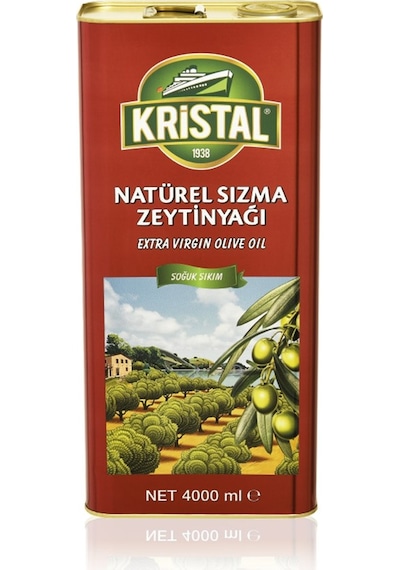 Kristal Natürel Sızma Zeytinyağı Dolgun Güçlü Lezzet 4 Litre Teneke
