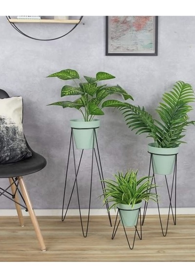 Metal Çiçeklik. Ayaklı Iskandinav Saksı Tutucu 3 ‘Lü Set Wd-255