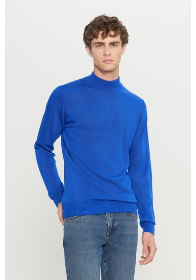 AC&Co / Altınyıldız Classics Erkek Saks Standart Fit Normal Kesim Yarım Balıkçı Yaka Triko Saks
