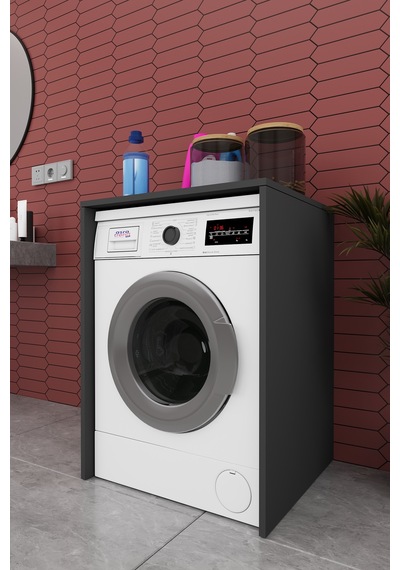 Lüks Çamaşır Makinesi Dolabı %100 Mdf Çamaşır Kurutma Banyo Dolabı Bd07 Antrasit