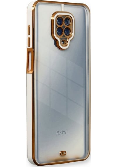 Teknomoda Xiaomi Redmi Note 9 PRO Kılıf Kamera Lens Korumalı Kenarları Renkli Gold Arkası Şeffaf Silikon