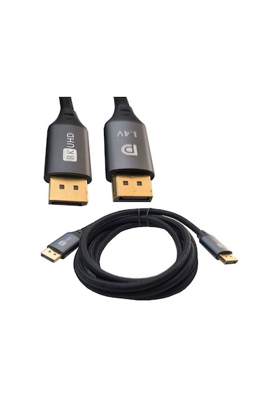 Display 8k Uhd V1.4 Kablo 8k V1.4 Örgülü Display Port Erkek Erkek Kablo 2m