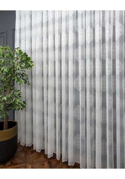 Evdepo Home Damask Kullanıma Hazır Tül Perde (546640830)
