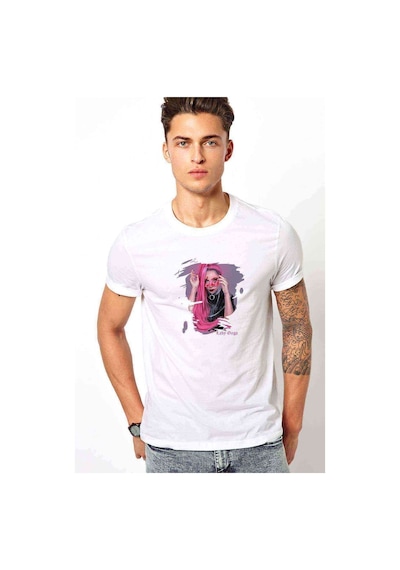 Lady Gaga Beauul Dirty Rich Baskılı Beyaz Erkek Tshirt