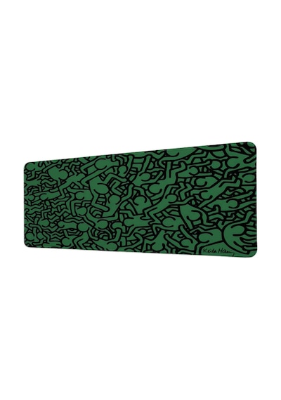 Yeşil Siyah Soyut İnsan Figürleri 40x90 Cm Oyuncu Mousepad Kaymaz Taban Büyük Boy Mousepad