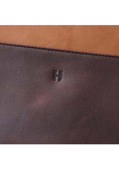 Helmbrook London Beverly Hakiki Deri Taba Kahve Kadın Cepli Fermuarlı Rfid Korumalı Portföy Çanta Taba