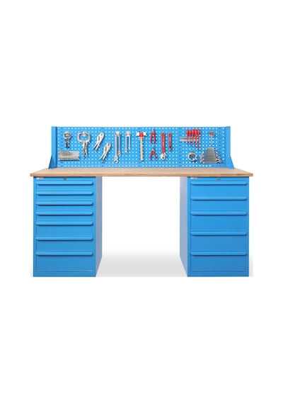 12 Çekmeceli Dolaplı Takım Asma Panolu Çalışma Tezgahı 2130x650x1487 Mm