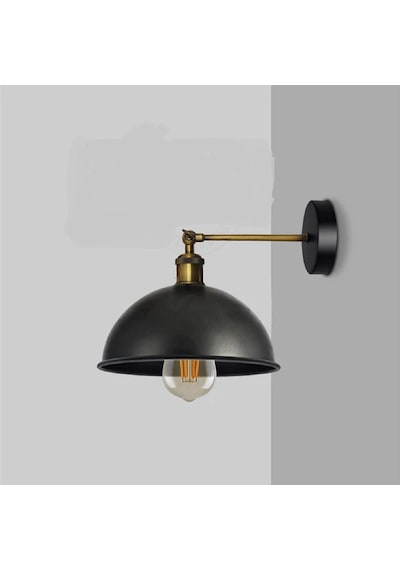 Riolight Retro3,vintage3,rustik3 Siyah 1xe27 Eskitme Duylu Masallı Tekli Duvar Aplik Şapka Çap:23cm Eskitme Siyah