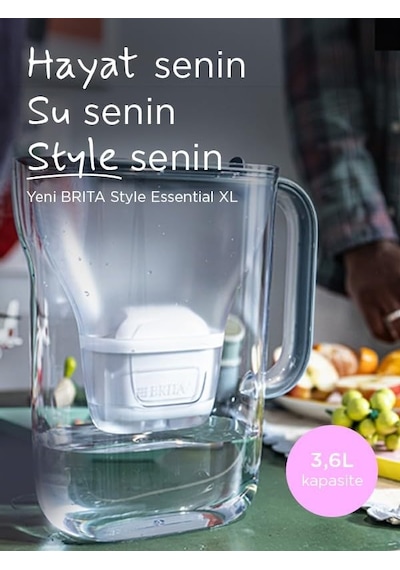 Style Essential Xl 1 X Maxtra Pro Pure Performance Filtreli Su Arıtma Sürahisi Taş Mavisi 3,