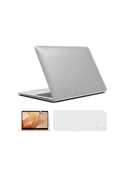 Apple Uyumlu MacBook Pro 14 İnç M3 / M3 Pro / M3 Max A2992 A2918 Kılıf + Klavye Kılıfı + Ekran Koruyucu Şeffaf
