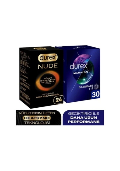 Durex Nude Ultra İnce 24 Lü Ve Maraton Standart Fit Prezervatif PKT.DUREX.088