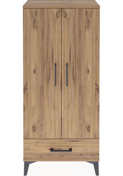Arges Dolap 3 Raflı Tek Çekmeceli 2 Kapaklı 60x30x134 Çam-çam Çam