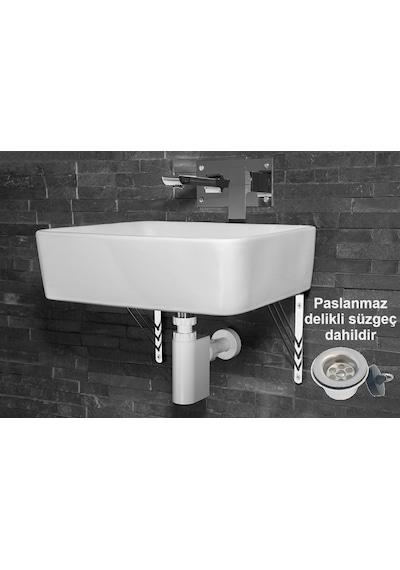 Studor Trap-Vent Beyaz Havalıklı Lavabo Sifonu Paslanmaz Delikli Süzgeçli Tıkanma ve Koku Önleyici