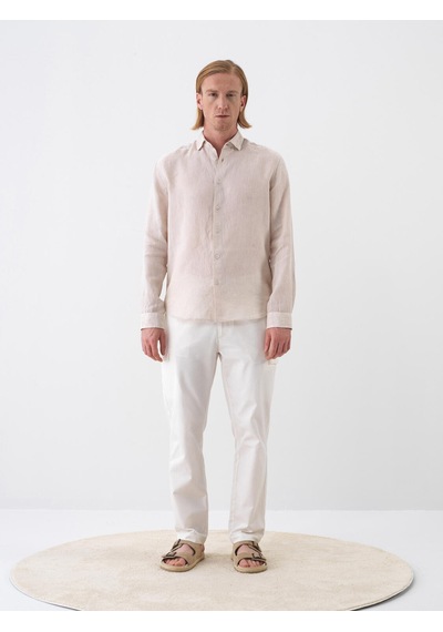 Xint Naturel %100 Keten Regular Fit Gömlek 700963 Beyaz
