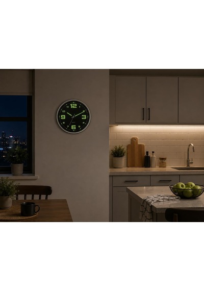 Armasse Fosforlu Rakamlı Duvar Saati Gece Parlayan Modern Dekoratif Saat Genel