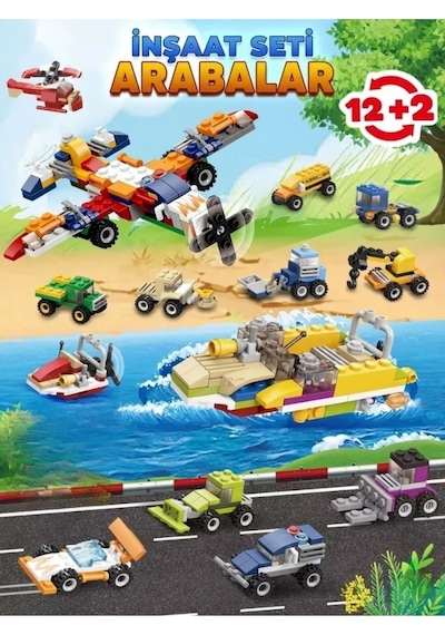 315 Parça 12+2 Araca Dönüşebilen İş Makineleri Ve Araçlar Yapı Blok Seti - Eğitici Oyuncak
