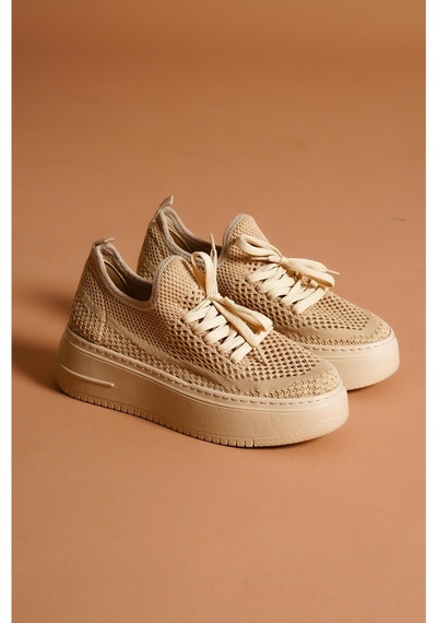 Benito Bej Triko Streç Kalın Tabanlı Sneakers 001