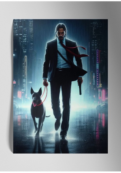 John Wick - Metal Tablo, Parlak Baskı