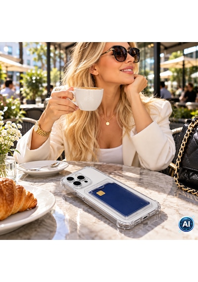Ennar Oppo Reno 7 Uyumlu Şeffaf Kartlıklı Silikon Kılıf Kamera Ve Köşe Korumalı