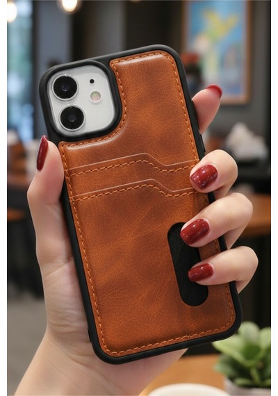 Apple Apple iPhone 11 İçin Uyumlu Kılıf Kart Bölmeli Deri Tasarımlı Kılıf