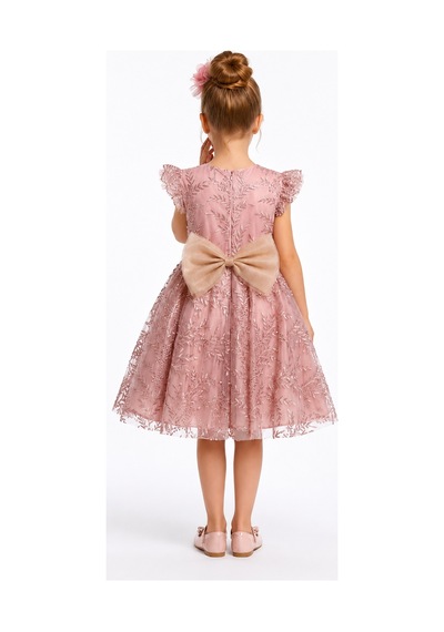 Mnk Baby & Kids Floare Kız Çocuk Abiye Elbise M00850 Pudra